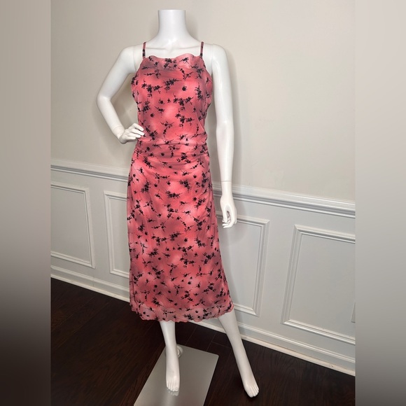 Women’s Flocked Mesh Midi Slip Dress Wild Fable Pink/Black, M - Picture 11 of 13